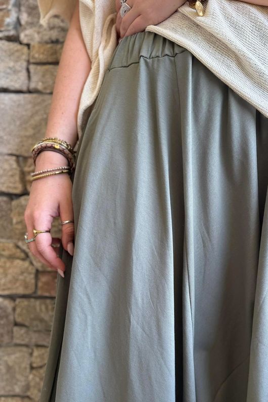 Oscar Asymmetric Hareem Skirt Pant Khaki